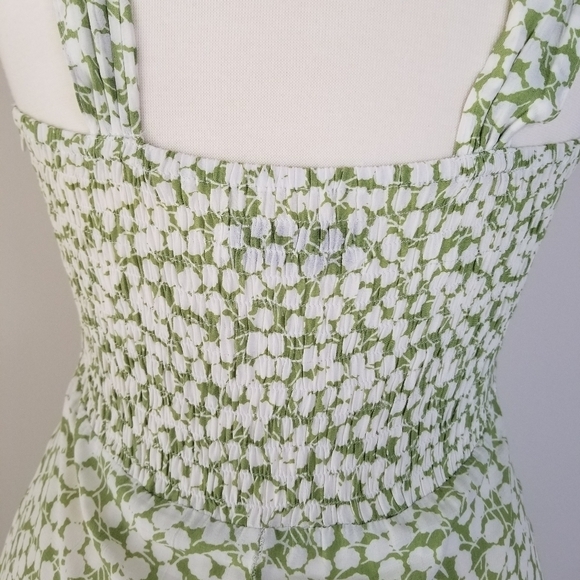 Faithfull the Brand Lou Lou Avocado Green Bella Floral Button Up Mini Dress 6 - Picture 5 of 16